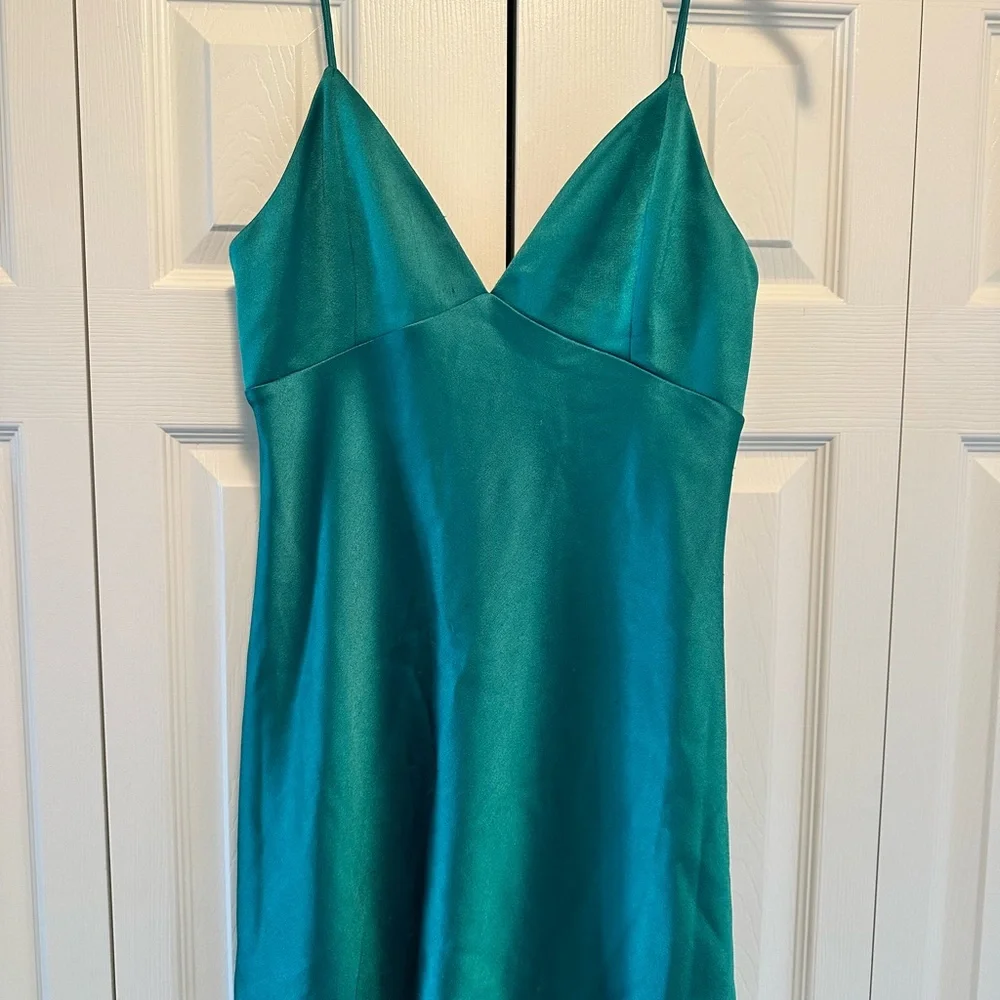 ALICE + OLIVIA JULIETTA MINI SLIP DRESS EMERALD GREEN SIZE 8 - Picture 6 of 10